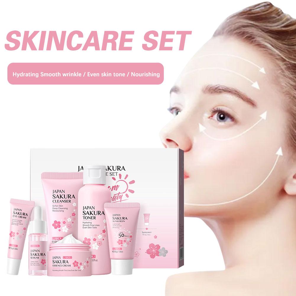 6pcs Sakura Skin Care Set Hydr – Korean Skincare Routine Bewertung und Preis
