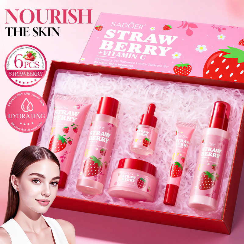 6pcs/Set Strawberry VC Care Se – Korean Skincare Routine Bewertung und Preis