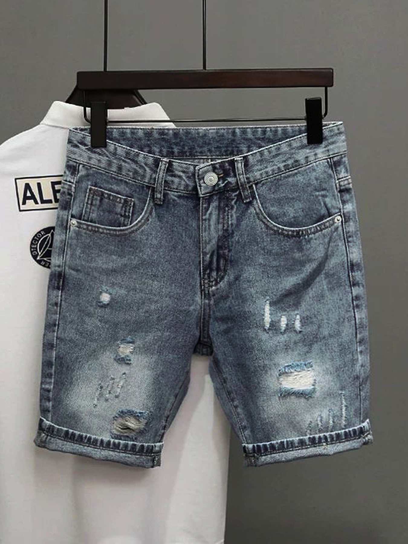 Light Blue Denim Shorts Men's  – Korean Lifestyle Bewertung und Preis
